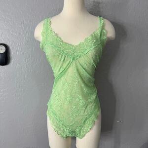 Savage X Fenty Soft N Savage Lace Teddy, Green Lotus, 2X